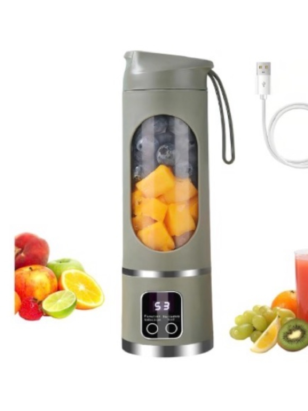 Portable Personal Blender with LED Display - Olive Green